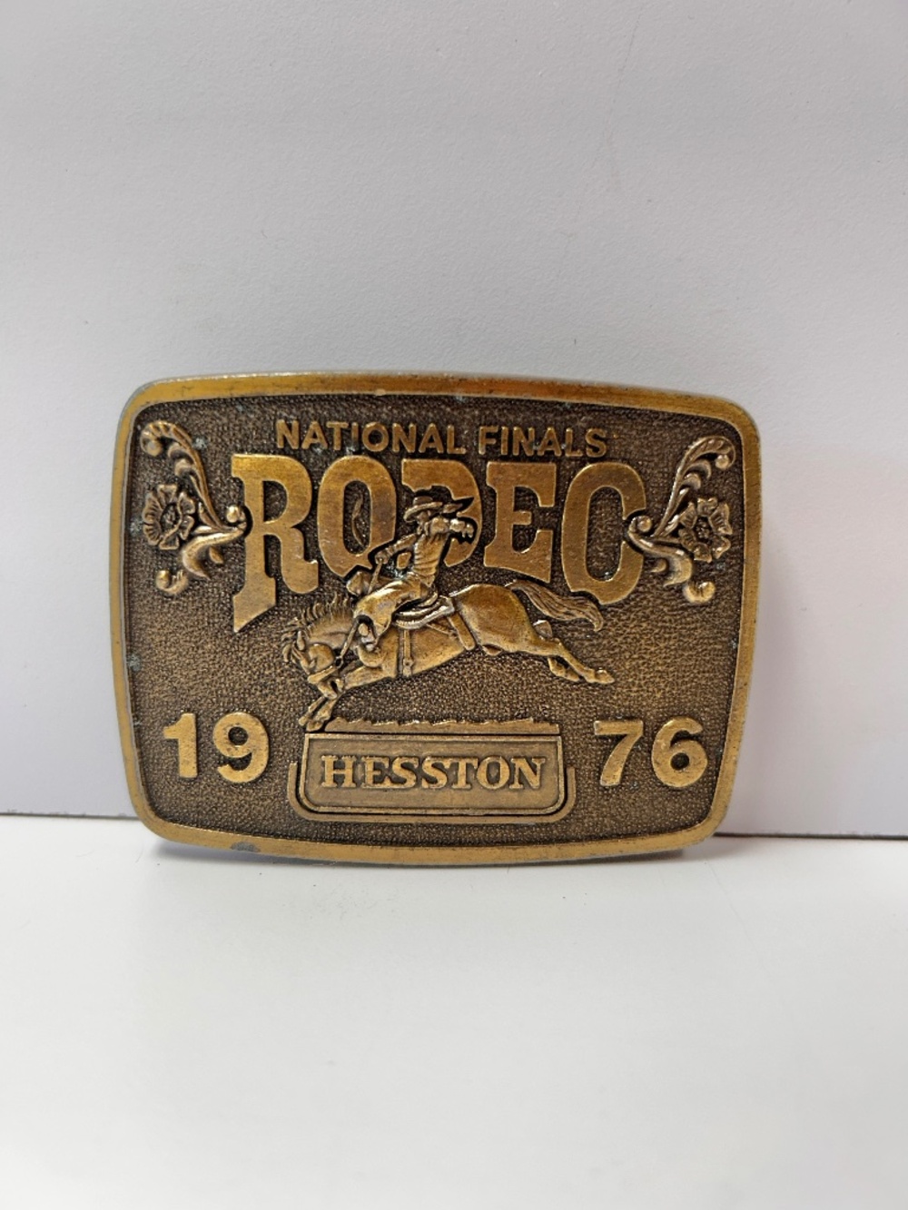 Saddle Bronc Belt Buckle 1976 NFR Rodeo Cowboy National Finals Vintage Horse